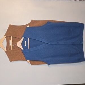 Woolovers Mens Soft Lambswool  Button Front V-Neck Two Vest NWOT